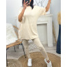 ENSEMBLE COTON T-SHIRT OVERSIZE + LEGGING ASSORTI PE878 BEIGE
