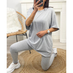ENSEMBLE COTON T-SHIRT OVERSIZE + LEGGING ASSORTI PE878 BLEU ROYAL