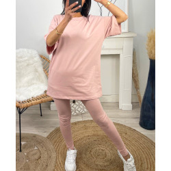 ENSEMBLE COTON T-SHIRT OVERSIZE + LEGGING ASSORTI PE878 BLEU ROYAL