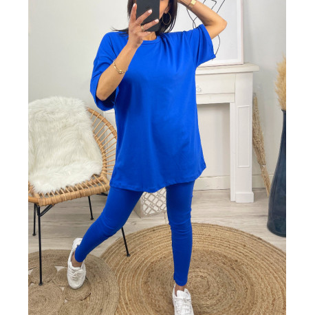 ENSEMBLE COTON T-SHIRT OVERSIZE + LEGGING ASSORTI PE878 BLEU ROYAL