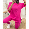 ENSEMBLE COTON T-SHIRT OVERSIZE + LEGGING ASSORTI PE878 FUSHIA