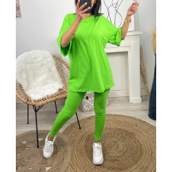 ENSEMBLE COTON T-SHIRT OVERSIZE + LEGGING ASSORTI PE878 BLEU ROYAL