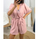 COMBINAISON SHORT 2 POCHES DENTELLE PE1044 ROSE