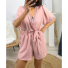 COMBINAISON SHORT 2 POCHES DENTELLE PE1044 ROSE