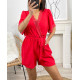 COMBINAISON SHORT 2 POCHES DENTELLE PE1044 ROUGE
