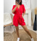 COMBINAISON SHORT 2 POCHES DENTELLE PE1044 ROUGE