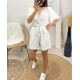 COMBINAISON SHORT 2 POCHES DENTELLE PE1044 BLANC