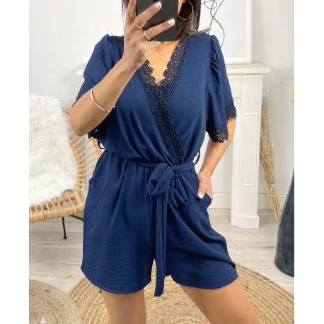 COMBINAISON SHORT 2 POCHES ENTELLE PE1044 BLEU MARINE