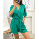 COMBINAISON SHORT 2 POCHES DENTELLE PE1044 VERT EMERAUDE