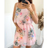 magnifique robe fleurie à bretelles PE1127 ROSE
