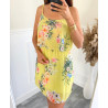 magnifique robe fleurie à bretelles PE1127 JAUNE