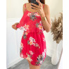 magnifique robe fleurie à bretelles PE1127 ROUGE