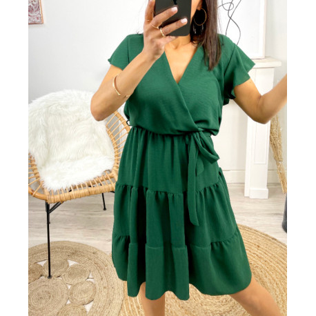 ROBE A VOLANTS PE174 VERT EMERAUDE
