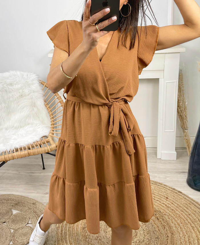 ROBE A VOLANTS PE174 CAMEL