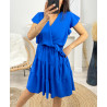 ROBE A VOLANTS PE174 BLEU ROYAL