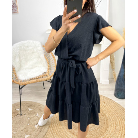 ROBE A VOLANTS PE174 NOIR