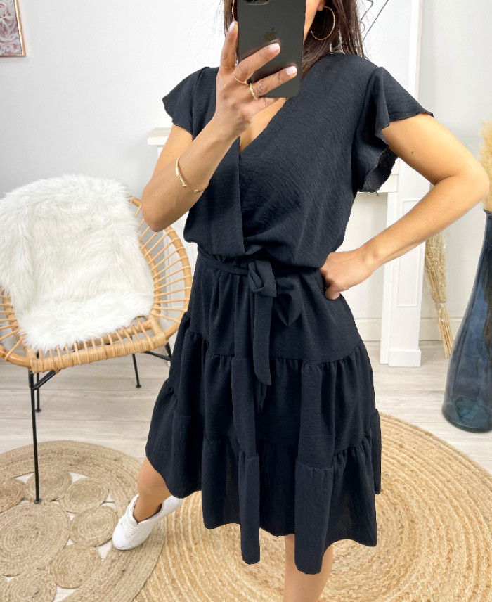 ROBE A VOLANTS PE174 NOIR