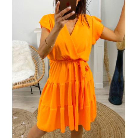 ROBE A VOLANTS PE174 ORANGE
