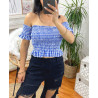 TOP ELASTIQUE A CARREAUX 6674 BLEU FONCE