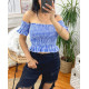 TOP ELASTIQUE A CARREAUX 6674 BLEU FONCE