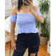 TOP ELASTIQUE A CARREAUX 6674 BLEU CLAIR