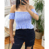 TOP ELASTIQUE A CARREAUX 6674 BLEU CLAIR