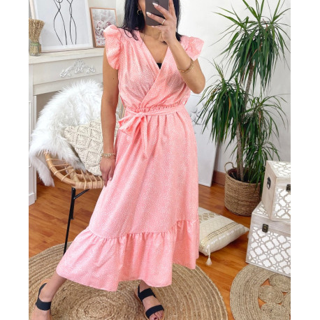 ROBE LONGUE IMPRIMEE 1181 CORAIL
