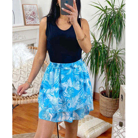 JUPE COURTE IMPRIMEE 1162I1 BLEU