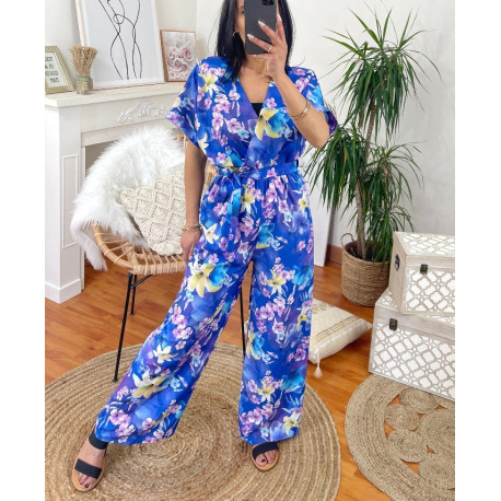 COMBINAISON PANTALON FLUIDE IMPRIMEE 4046P BLEU
