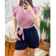 COMBINAISON SHORT BI-COLORE 7883 ROSE