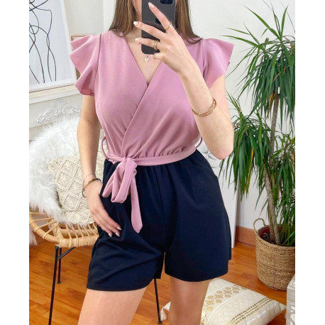 COMBINAISON SHORT BI-COLORE 7883 ROSE