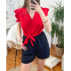 COMBINAISON SHORT BI-COLORE 7883 ROUGE