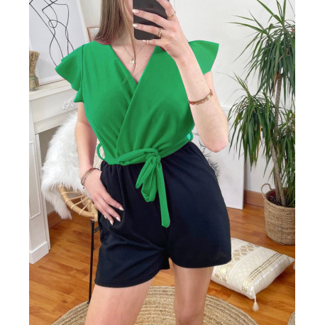 COMBINAISON SHORT BI-COLORE 7883 VERT