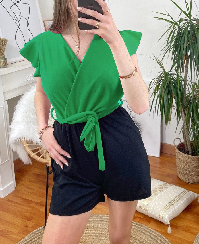 COMBINAISON SHORT BI-COLORE 7883 VERT