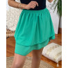 JUPE COURTE UNIE SUPERPOSITION 1162 VERT EMERAUDE