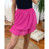 JUPE COURTE UNIE SUPERPOSITION 1162 FUSHIA
