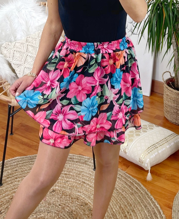 JUPE COURTE IMPRIMEE 1162I2 NOIR