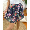 JUPE COURTE A FLEURS SUPERPOSEE 9739I2 NOIR