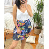 JUPE COURTE A FLEURS SUPERPOSEE 9739I1 NOIR
