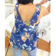 TOP SANS DOUBLURE DOS CROISE 9742 BLEU MARINE
