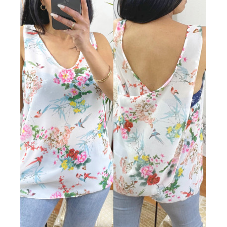 TOP SANS DOUBLURE DOS CROISE 9742 BLANC