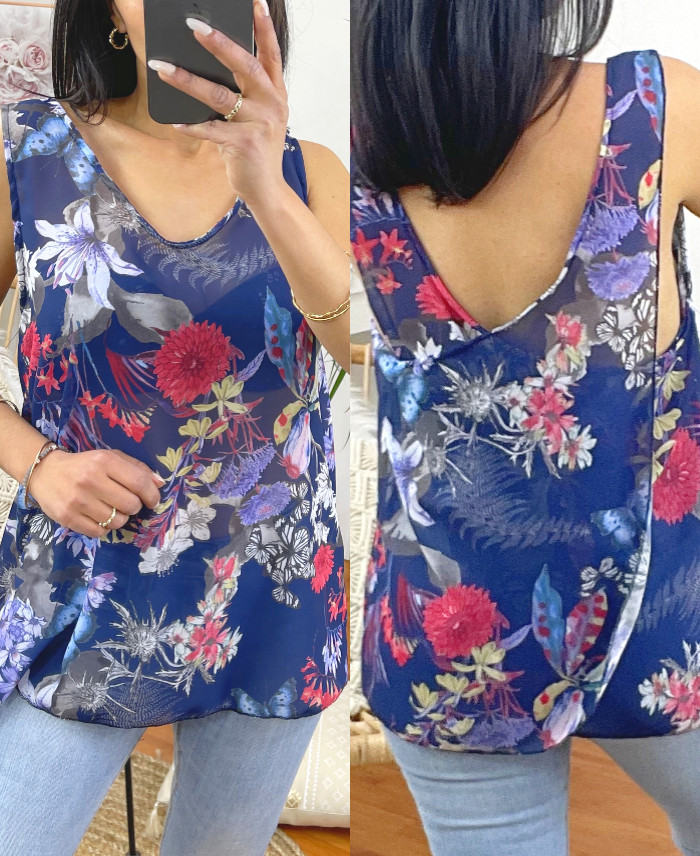 TOP SANS DOUBLURE DOS CROISE 9742I2 NOIR