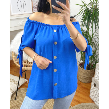 TOP ENCOLURE ELASTIQUE A BOUTONS M44 BLEU ROYAL